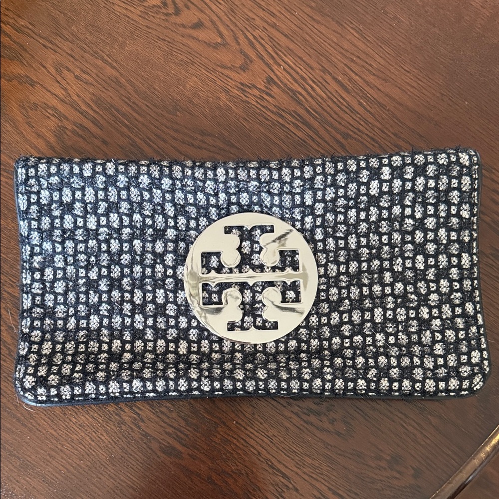 Tory Burch Black and White Patterned Clutch